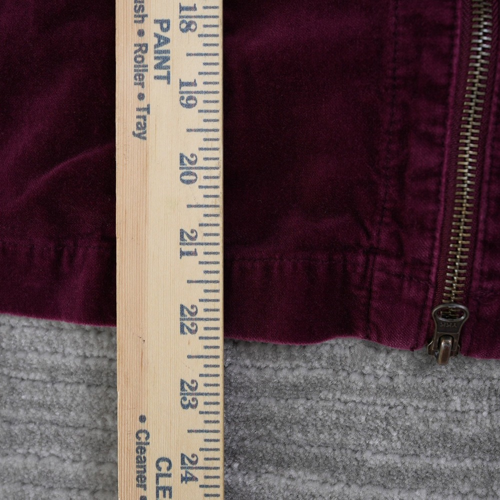 Cabi Burgundy Plum Velvet Zip Up Jacket Style 379 Women's Medium Cotton Collar - Picture 4 of 10